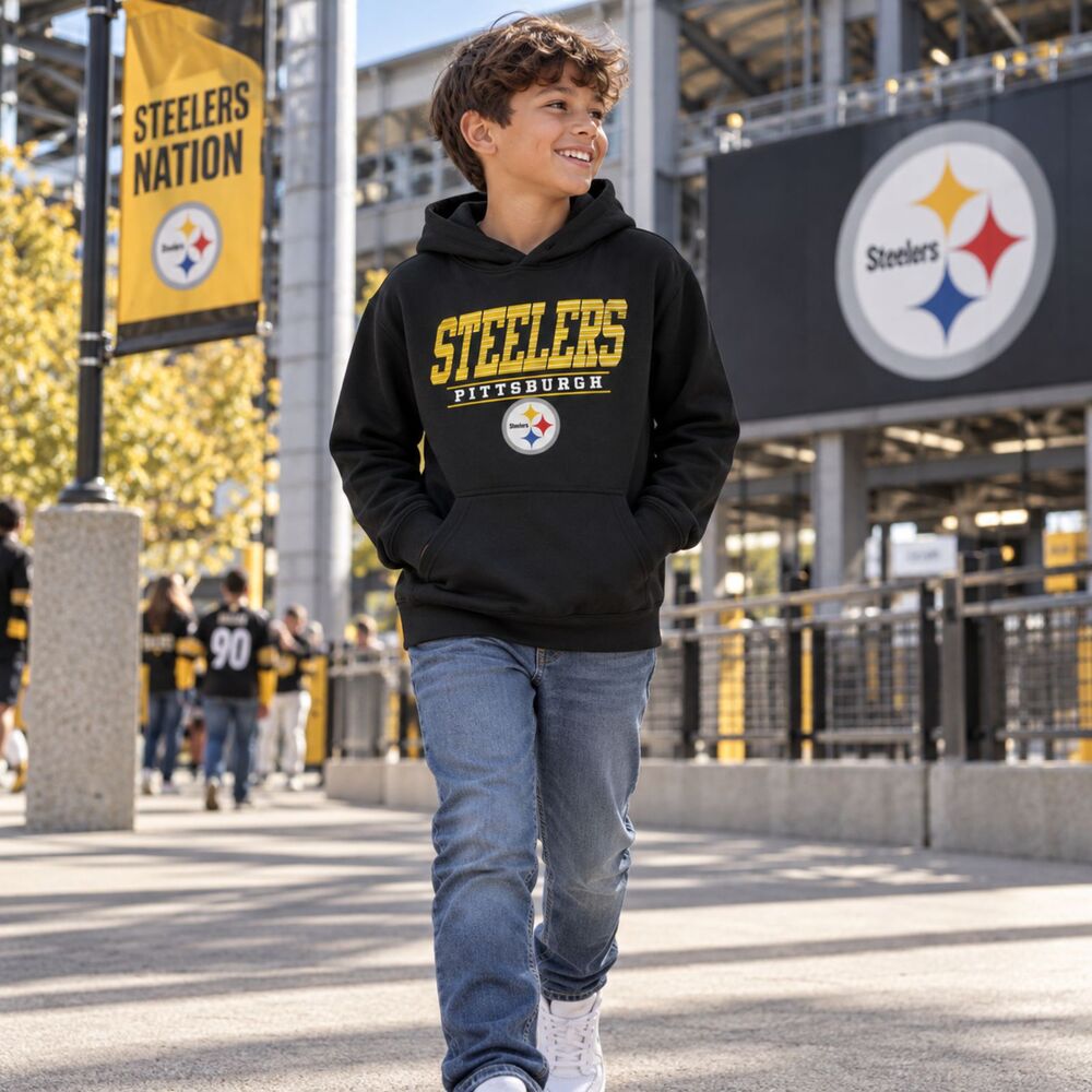 Pittsburgh Steelers NFL Youth Hoodie L 14/16 Black Pullover Football Game Day